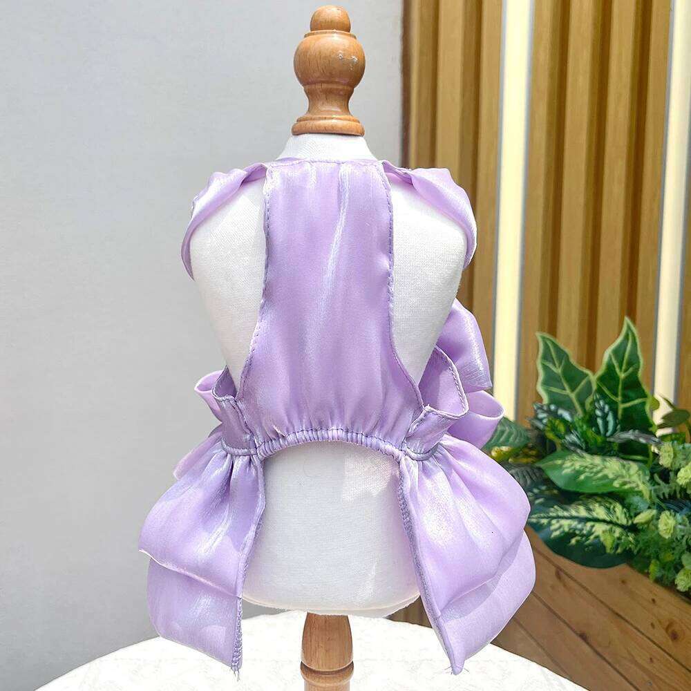 Big Bow Shiny Yarn Skirts Puppy Butterfly Summer Pet Skirt Princess Wedding Dress Cat Dog Bowtie Clothes H260130