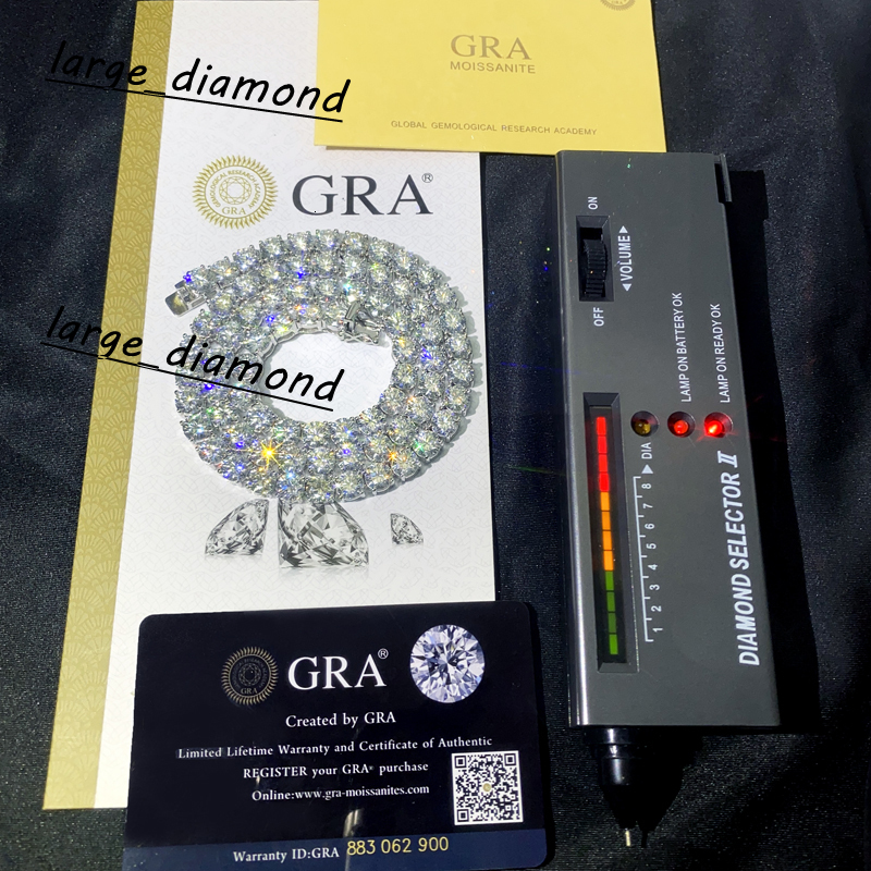 Mens Chains 925 Silver Iced Out 2MM 3MM 4MM 5MM 65MM 7MM 75MM 8MM VVS Moissanite Tennis Chain Hip Hop Fine Jewelry