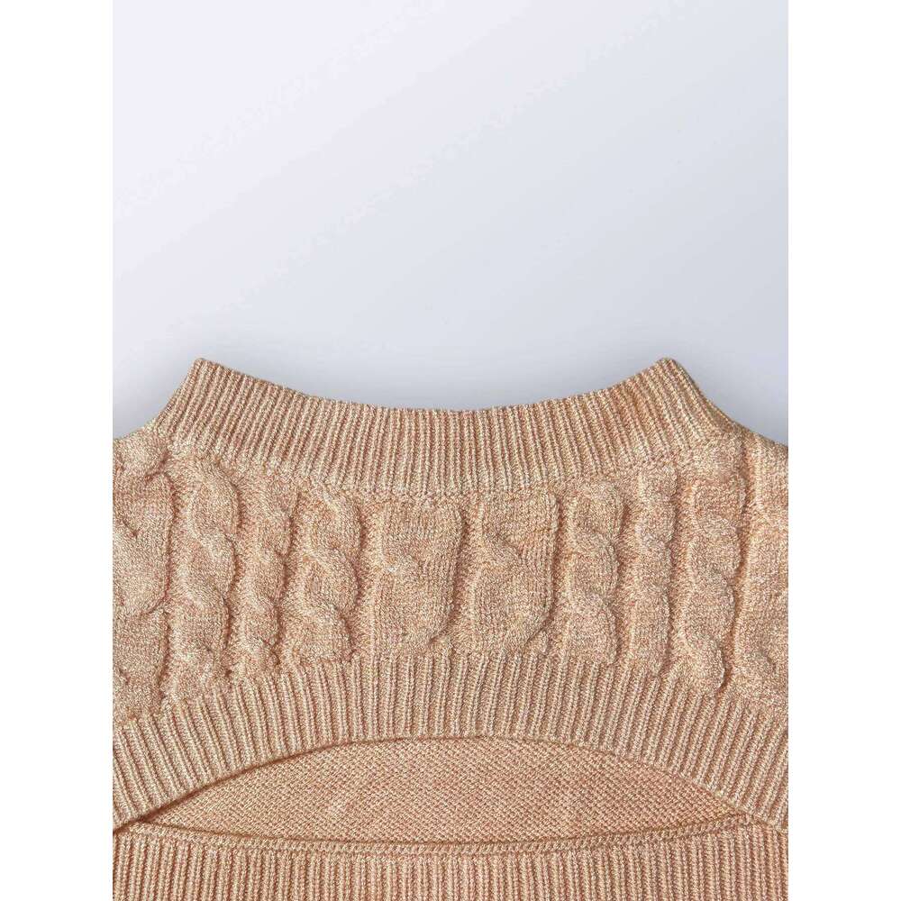 Women's Winter Sweater Dress Long Sleeve Round Neck Cutout Waist Ribbed Knit Bodycon Mini Skirt Solid XJ260131