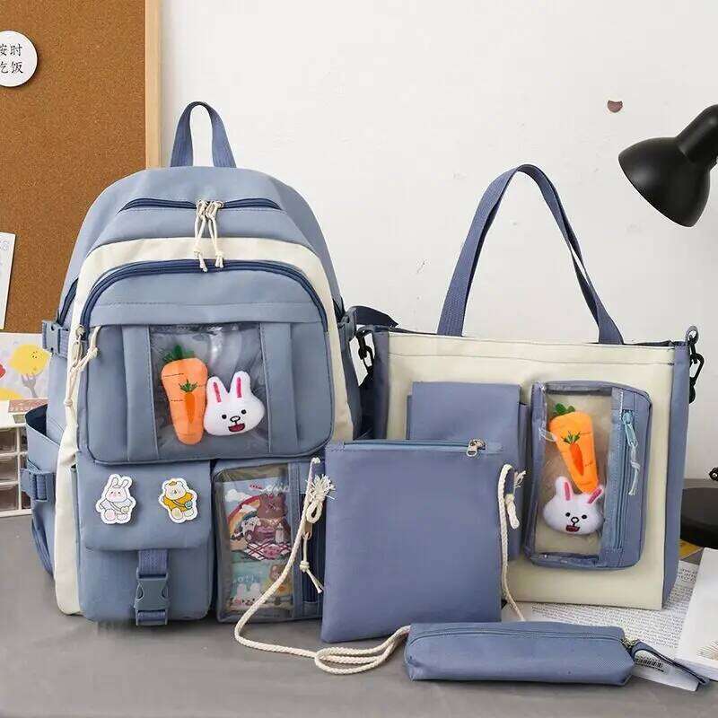 Primary School Students 4 Pieces Set Large Capacity Lightweight Cute Girls Schoolbag