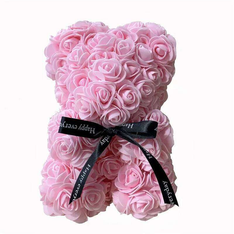 Artificial Foam Rose Flower Teddy Bear Valentines Gifts Mother' Day Gift Spring Wedding Party Decoration Y260131
