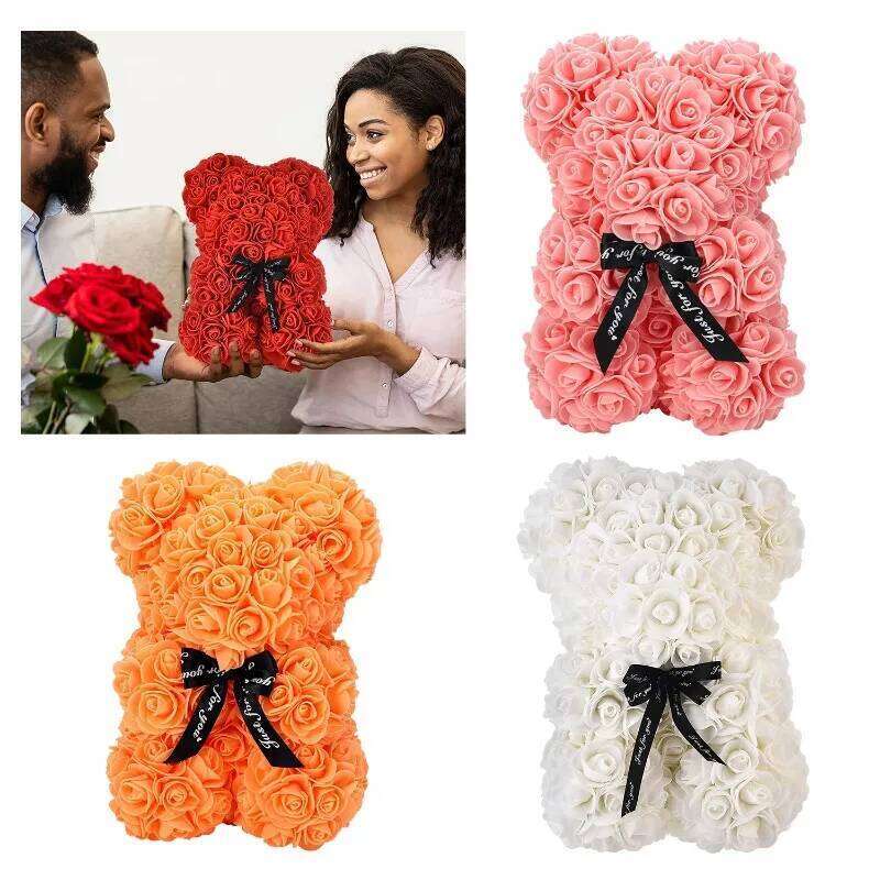 A 25-centimeter Red Rose Bear Decorated Christmas Gift for Friends and Couples Can Enhance The Festive Atmosphere Y260131