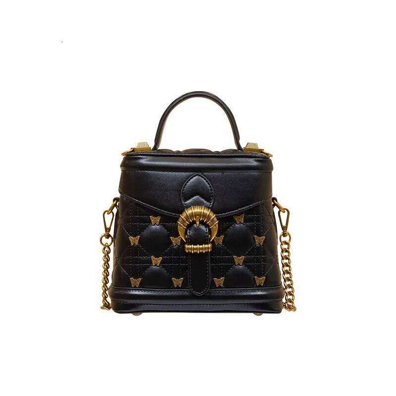 Women's 2024 new handbag genuine leather bucket bag, high-end designer single shoulder crossbody carrying box bag