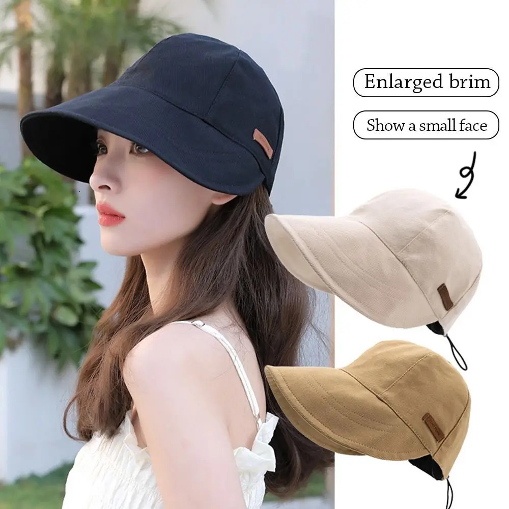 Foldable Wide Brim Sun Hat Drawstring Adjustable Caps for Men Women Beach Hats Summer Quickdrying Visors Fisherman Cap 260120