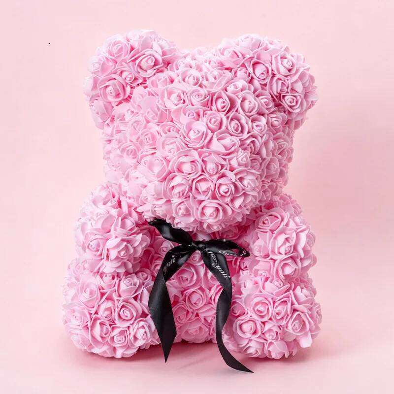 25cm Artificial Flower Eternal Rose Teddy Bear Christmas Birthday Valentine's Day Anniversary Gift for Home Wedding Decor Y260131