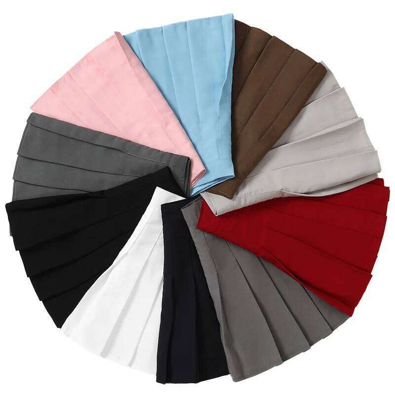 Black Mini Summer Women's Clothes Korean Stylish Saia Blue High Waist Skort Brown School Uniform Girls Short Pleated Skirt XJ260131