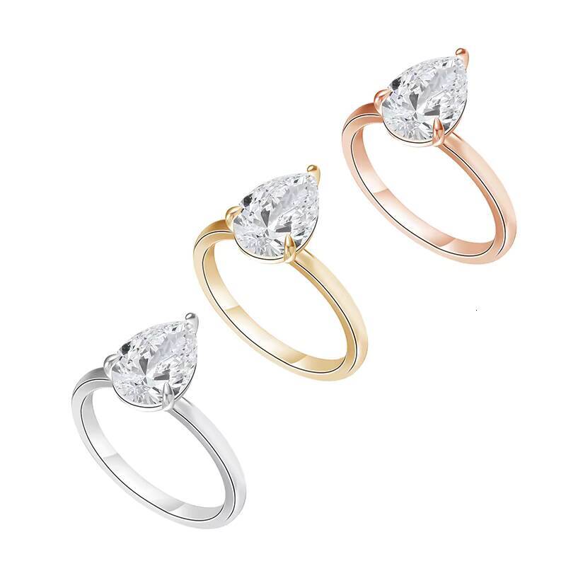 Starsgem Gold Engagement Ring 1CT Pear Shape HPHT CVD Lab Grown Diamond Solid Gold Jewelry