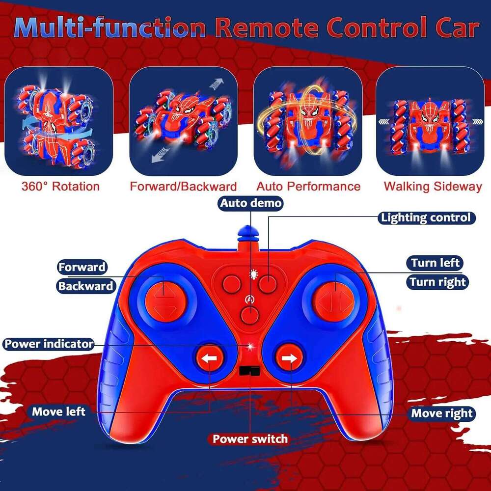 Wireless Remote Control Stunt Vehicle, 4WD Electric Car, Spider Inspired, Outdoor Racing Fun for Kids Y260131