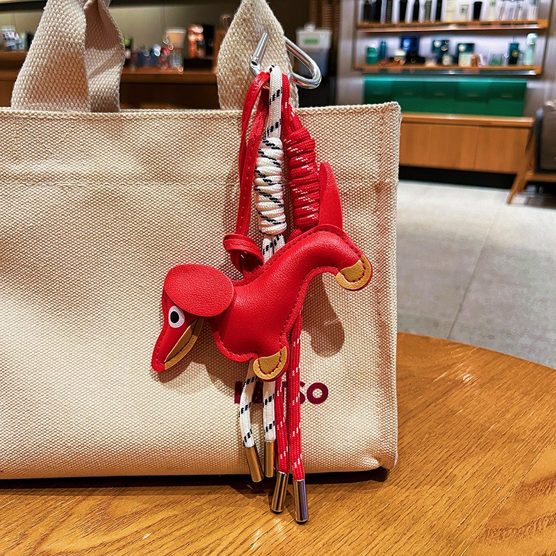 Cartoon Cute Bag Keychain Charm Dachshund Leather birthday gift Keychain Purse Pendant Light Luxury Key Chain Gift for Women Men Daily Use