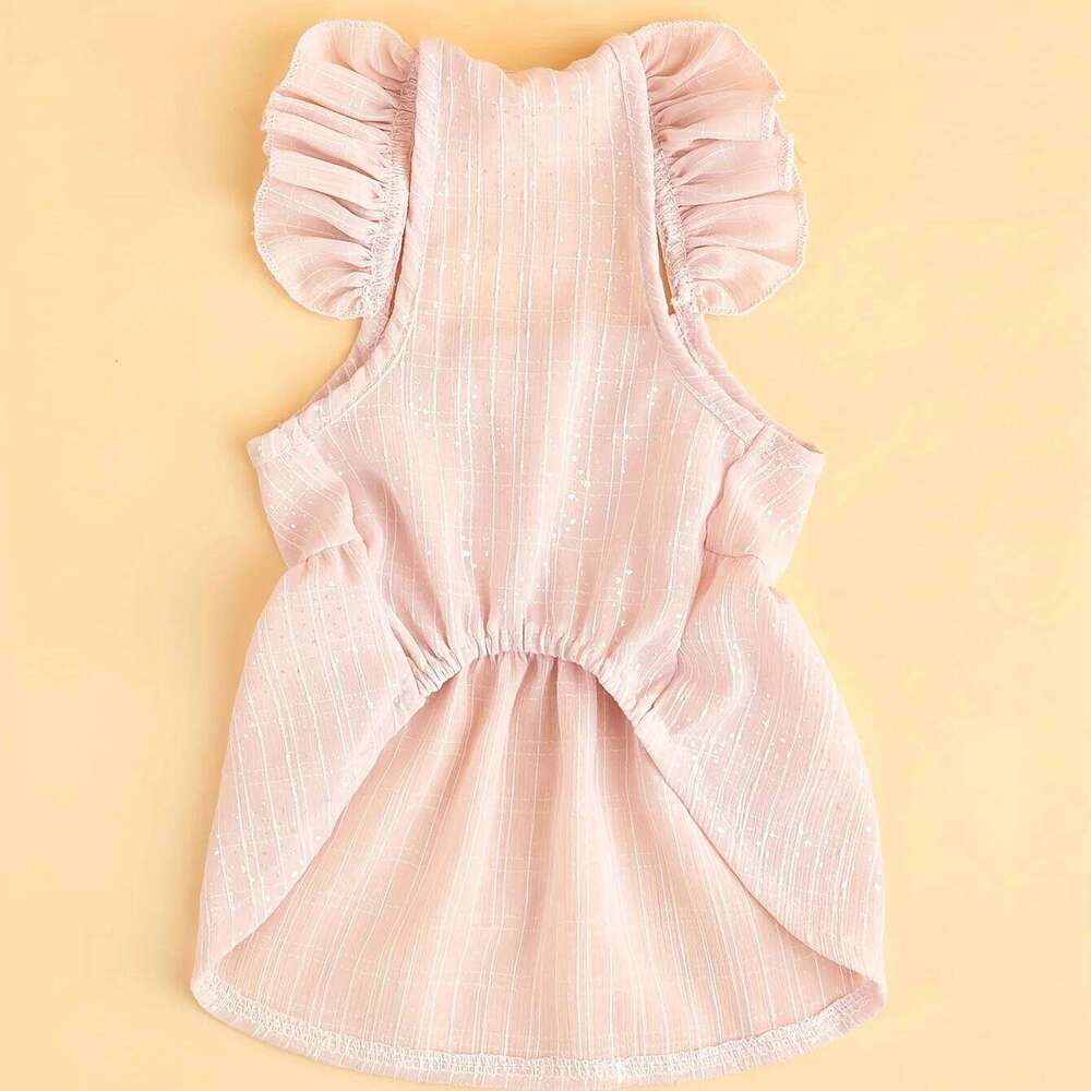 Dog Ruffle Sleeve Breathable Kitten Princess Cat Dress for Small Medium Dogs Puppy H260129