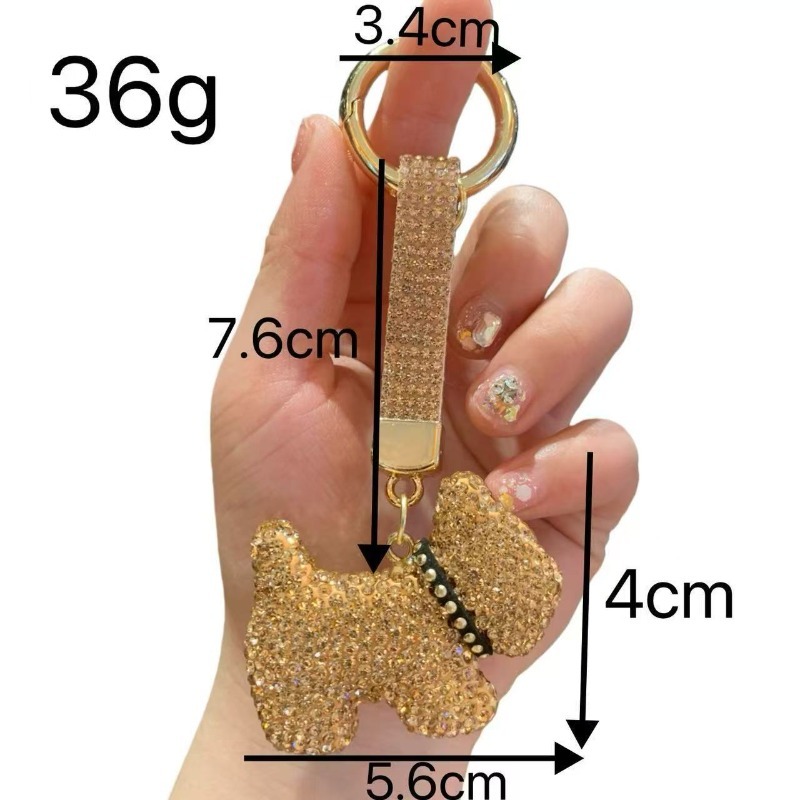 birthday gift Sparkling Keychain Rhinestone Crystal Dog Puppy Pendant Fashionable Car Keyring Bag Charm for Women Girls Gift