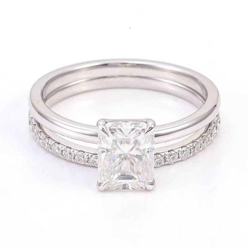 18k Solid Gold Diamond Ring Have Certified 4ct Radiant Cut Women Moissanite Ring Wedding Ring Set Daily Wear Couple Rings