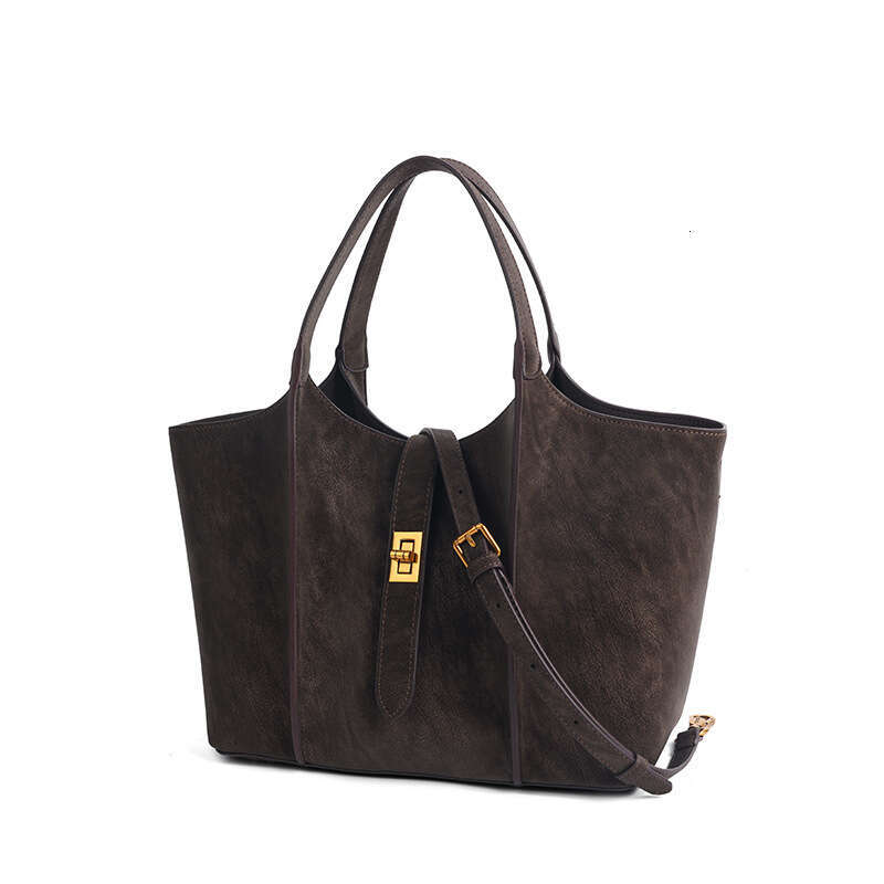 Brown Vintage Tote Niche Design Fashion Trend Handbag Large Capacity High-end Feel Shoulder Crossbody Bag
