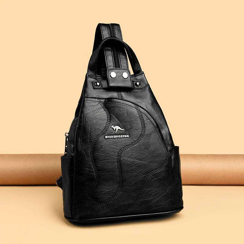 Women Leather Backpacks Zipper Female Chest Bag Travel Back Pack Ladies Bagpack Mochilas School Bags for Teenage Girls Sac A Dos