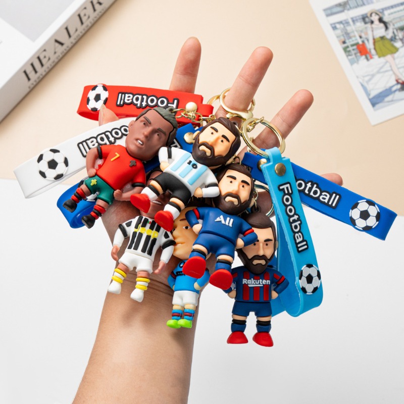 Keychain Messi Cartoon Star Soccer Cute birthday gift Football Player Figure Pendant for Backpack Bag Charm Couple Gift Sports Accessories