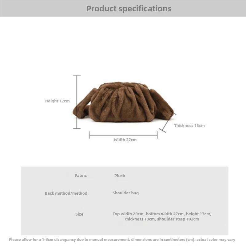 Fashionable Pleated Design Soft Faux Fur Shoulder For Women Luxury Designer Cloud Plush Korean Purses Handbags XJ260131