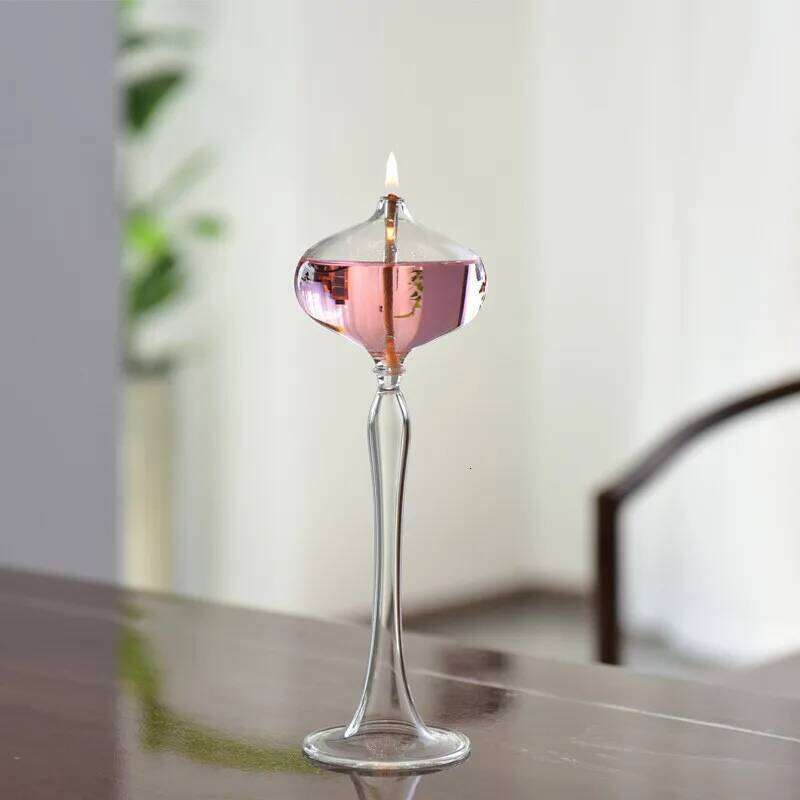Glass Oil European Creative Home Decoration Romantic Candle Holdle Nordic Modern Table Smokeless Butter Lamp Y260131