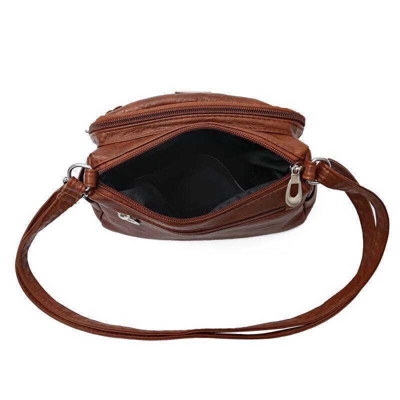 Fashion trend four-season soft leather multi-compartment multi-pocket high-end single-shoulder crossbody bag for women's handbag