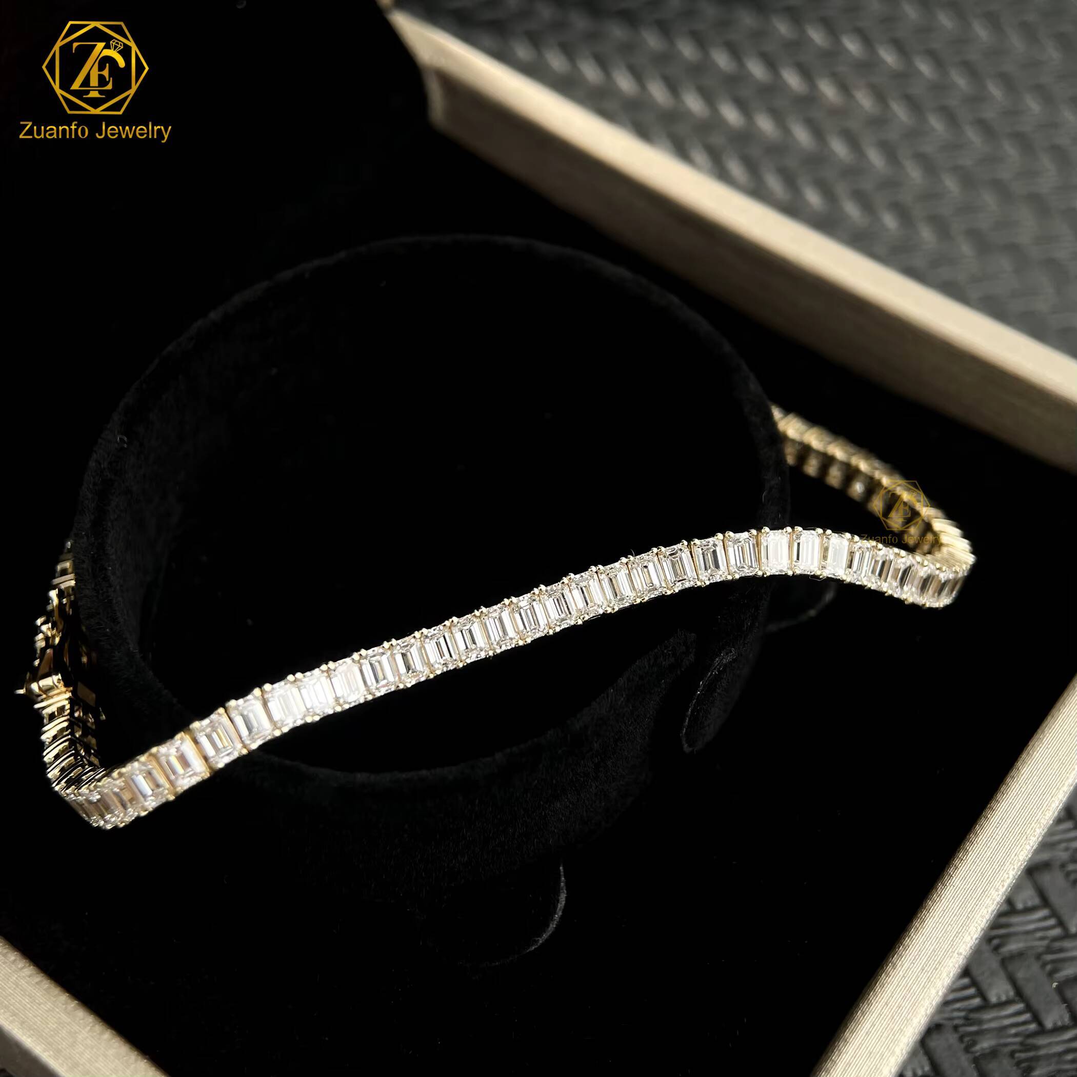 High Quality Custom-made 10K 14K Gold Bracelets Bangles 23mm 46mm 57mm Hip Hop Tennis Link Chain Iced VVS Lab Grown Diamond