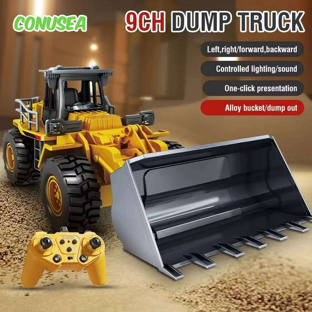 9Ch Rc Dump Tractor Remote truck Excavator 2.4G Radio control car Alloy Engineering Vehicle Children's Toys for Boys kid Y260131