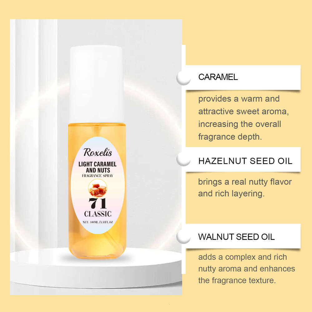 Roxelis Caramel Fragrance Long-lasting Fresh Scent Light Elegant Perfume Body Spray S260131