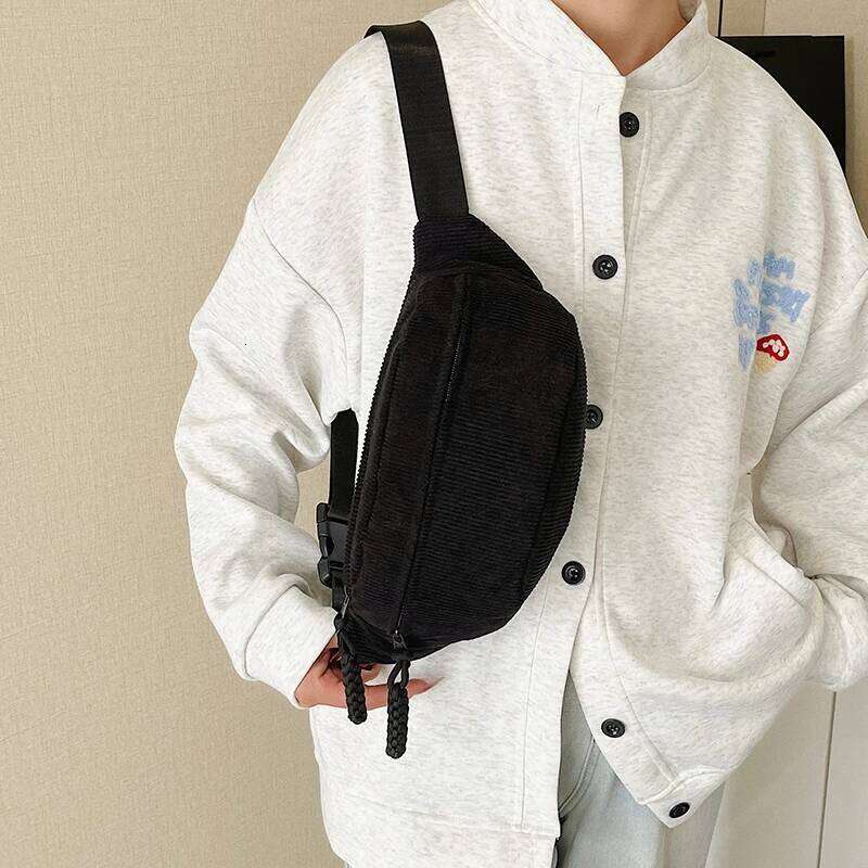 Trendy crossbody Japanese-style casual large-capacity simple chest waist solid color shoulder bag, dumpling bag