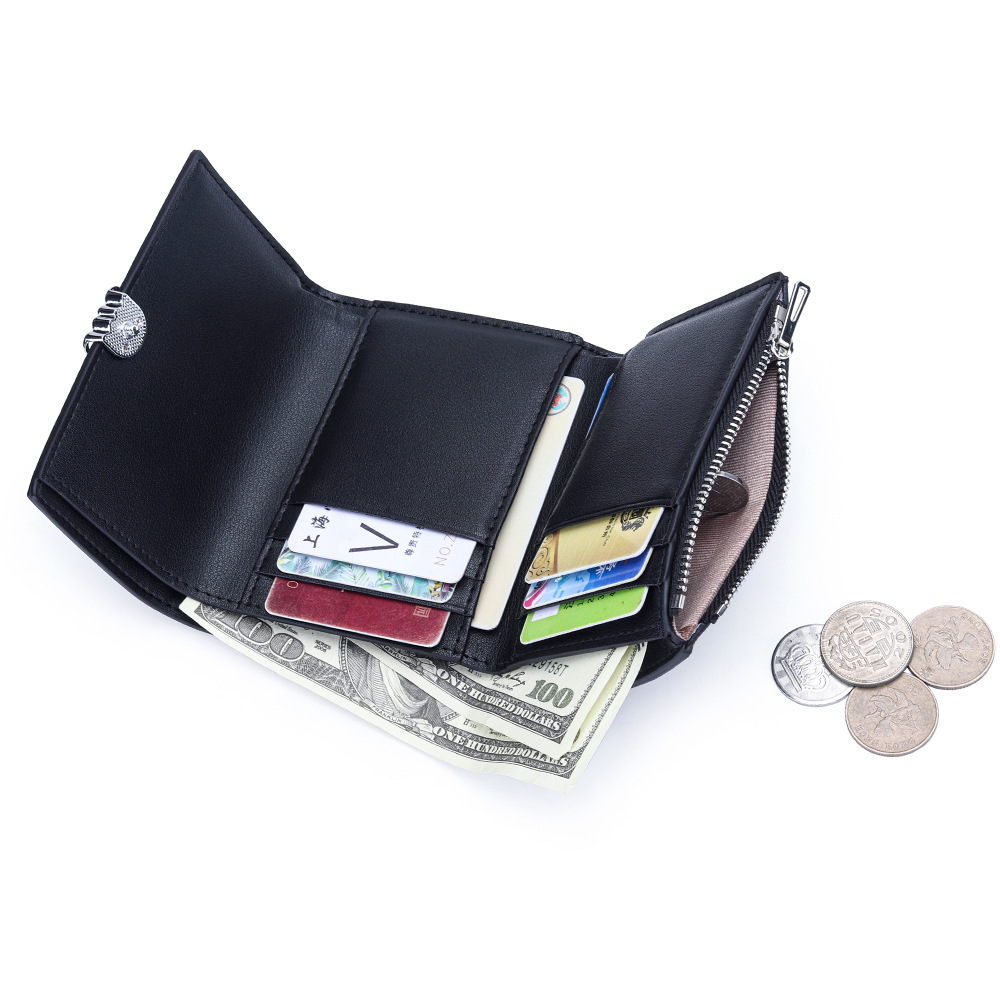 Leather Short Ladies Purse New Fashion Multi - Functional Folding Small Wallet Multi - Clip Leather Small Short Wallet 2026s hot