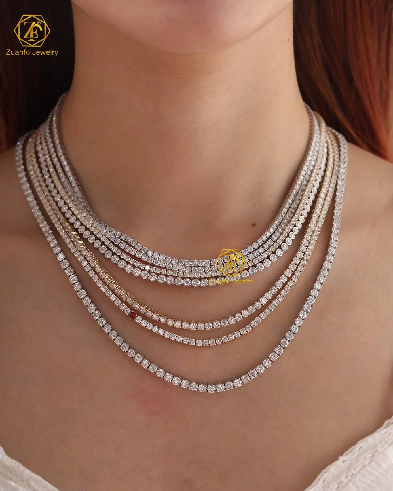 IGI Certified Lab Grown Diamond Tennis Bracelet Chain 925 Silver 10K 14K Solid Gold Diamond Tennis Necklace Women for Wedding