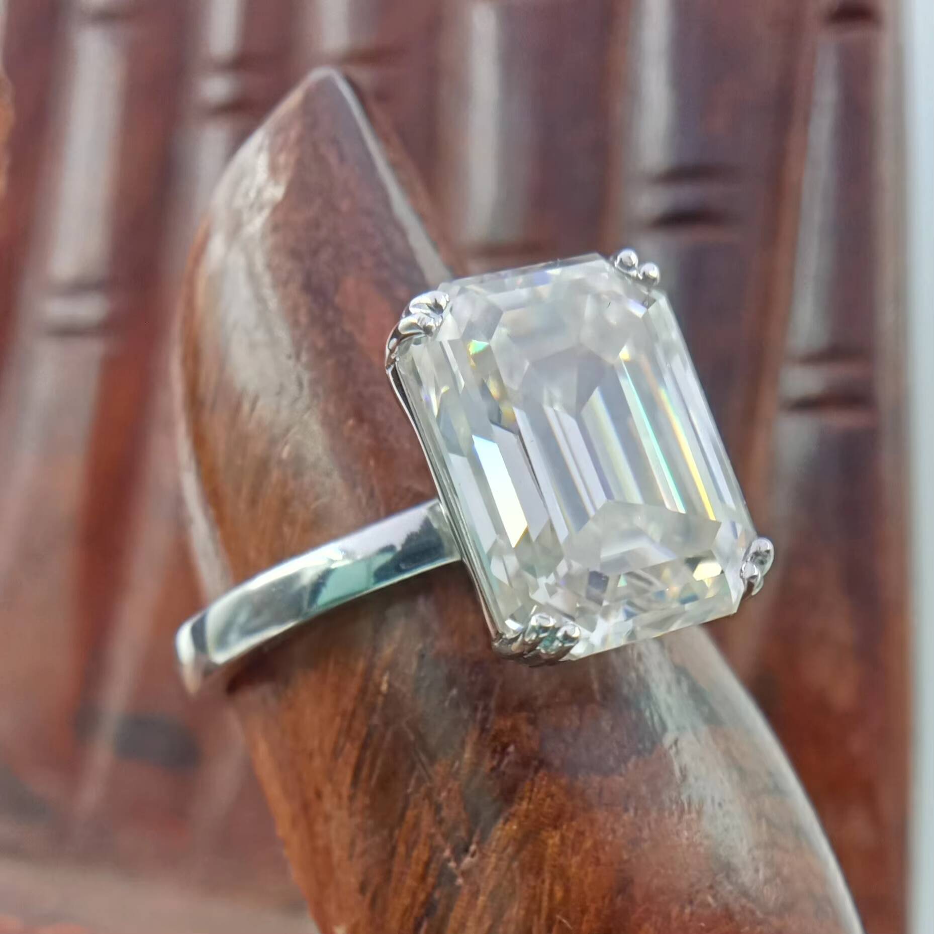 DVINS JEWELS Classic Single Halo Ring 2ct Pave Diamond S925 GIA Certified Engagement Wedding Eternity Lab Grown Emerald Cut