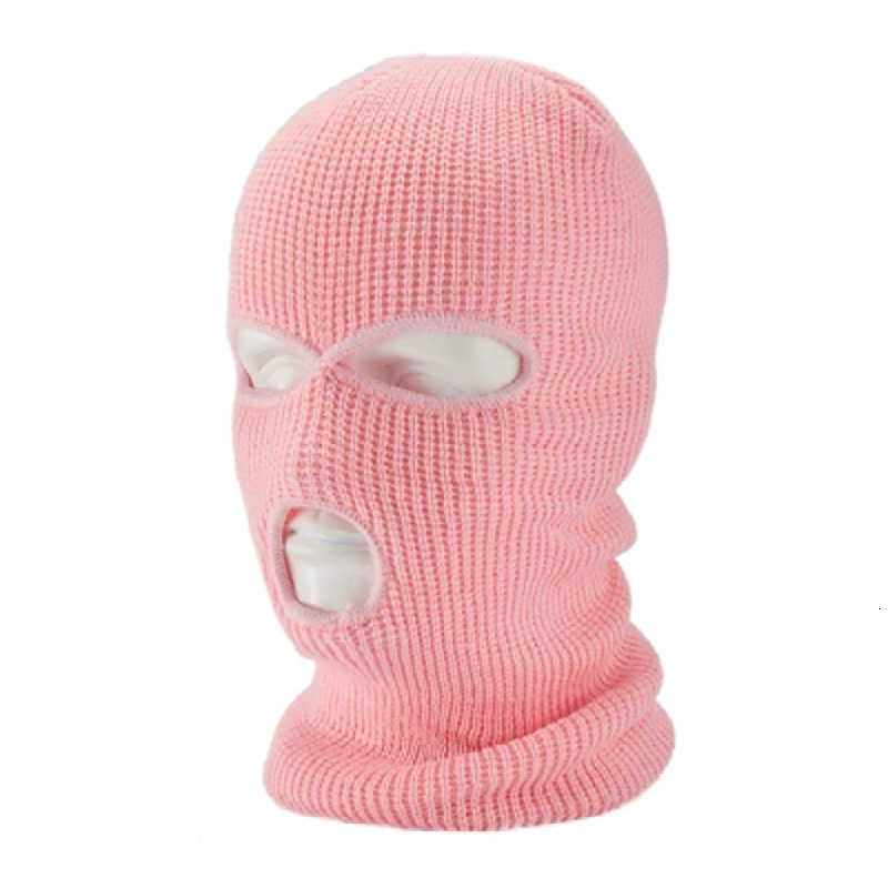 Balaclava two-color stitched embroidered three hole knitted hat military tactical CS winter skiing riding mask Beanie ball mask warm mask Y240923