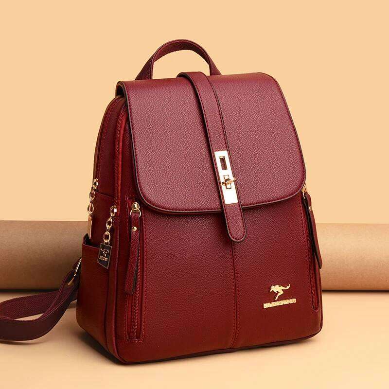 Luxury Women Leather Backpacks Sac A Dos Casual Daypack Black Vintage Backpack School Bags for Girls Mochila Rucksack