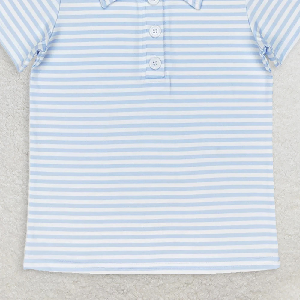 Baby Boys Pink Stripes Short Sleeve Polo Shirt Light Blue Stripe Kids Boys Buttons Tee Tops 260124