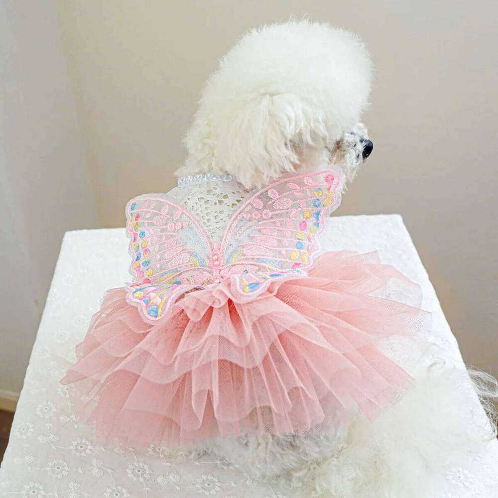 Princess Dress Butterfly Lace Costumes For Dog Chihuahua Yorkie Clothes Wedding Party Cooling Vest With Rose Bows Tutu Skir H260129