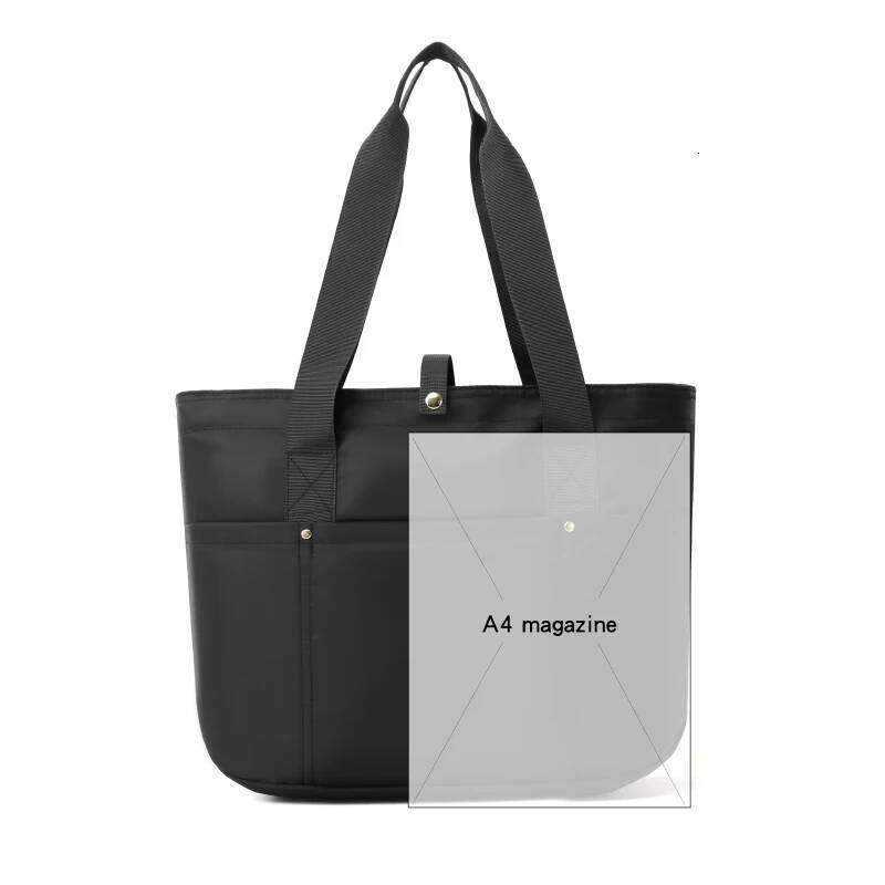 Women's portable folding storage bag with multiple compartments and adjustable shoulder strap for large capacity.