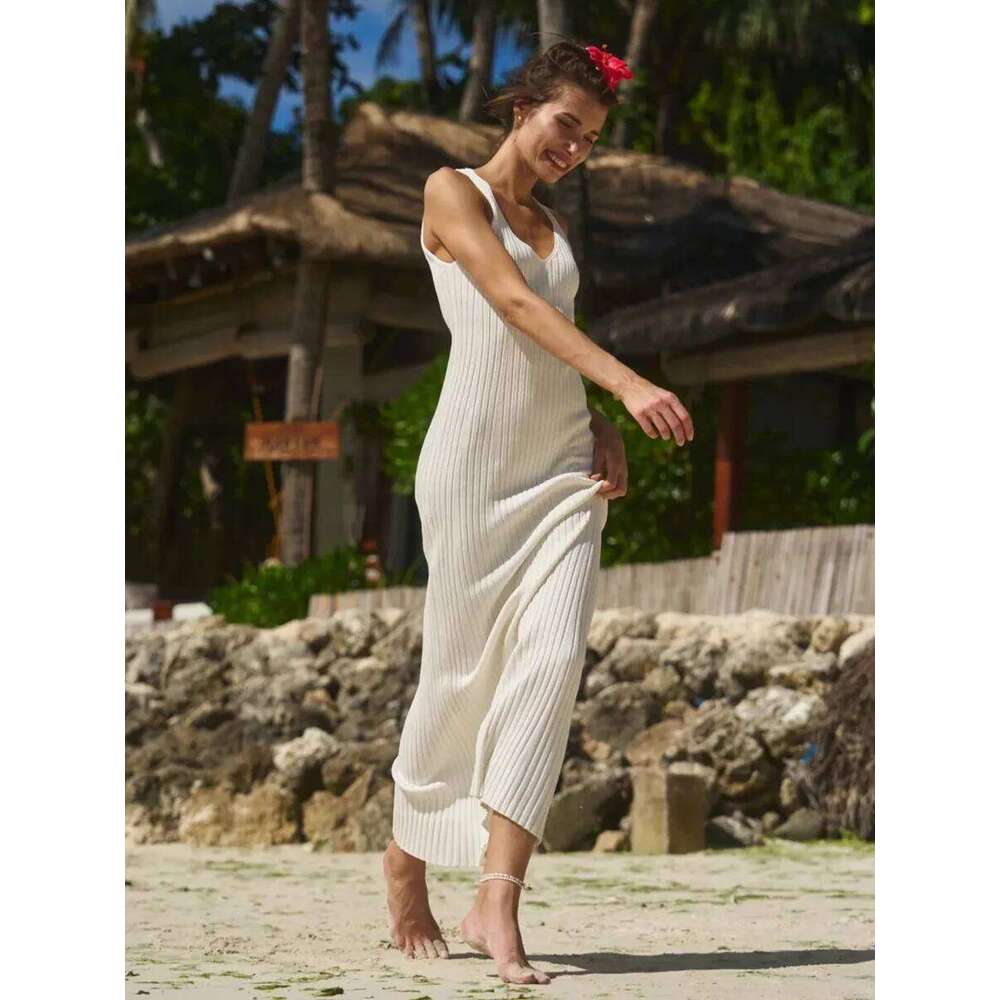 Blubelle Women's Sleeveless Knitted Dress Strap Summer Fashion Wide Shoulder Inner Long Skirt Slim Fit Casual Dresses XJ260131