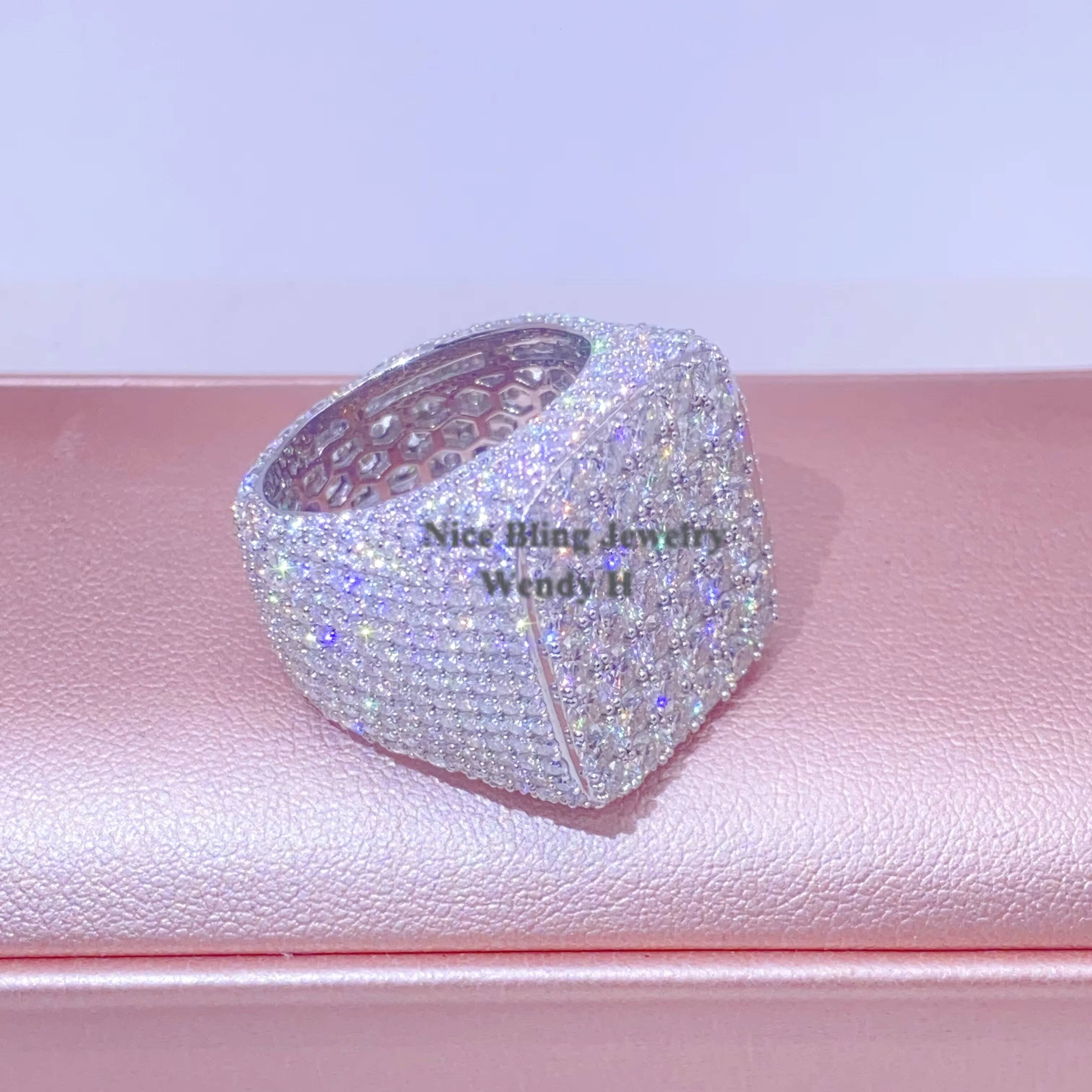 2026 Fine Jewelry Vvs Moissanite Iced Out Rings Men Sterling Silver Diamond Hip Hop Ring