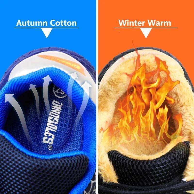 EXDINO Children's Shoes Autumn Mesh Boys Little Kids LED Eyes Light Up Winter Warm inside Outdoor Casual Sports Sneakers 26-31# Y260128