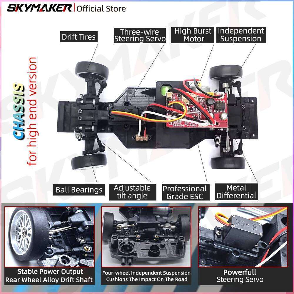 Skymaker LDRC 1/18 RC Drift LD1898 911 Mode 2.4GHz with Gyroscope on-Road Alloy Body Shell Racing Car for Children Gifts Y260131