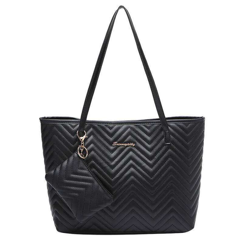 Women's Fashion Large Capacity Tote Bag Wavy Grain Daily Commute Handbag two-piece