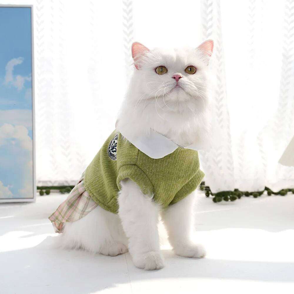 2025 Pet Autumn Winter Wool Jk Plaid Dress Small and Medium-sized Teddy Bear Corgi Dog Cat Clothing Supplies H260129