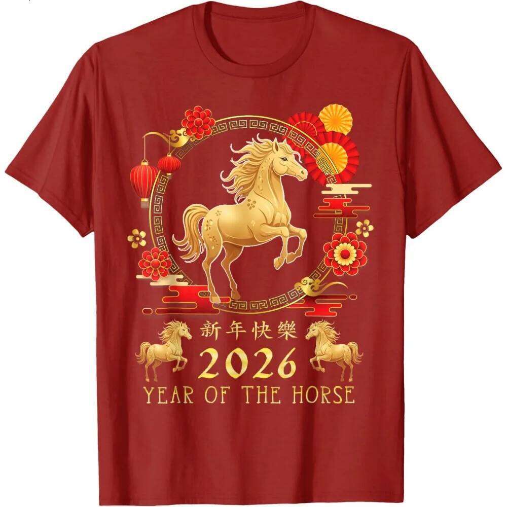 Chinese New 2026 Year of The for Women Men T-Shirt Fashion Vintage Horse Y2k Clothes Graphic Cotton Camisetas C260131