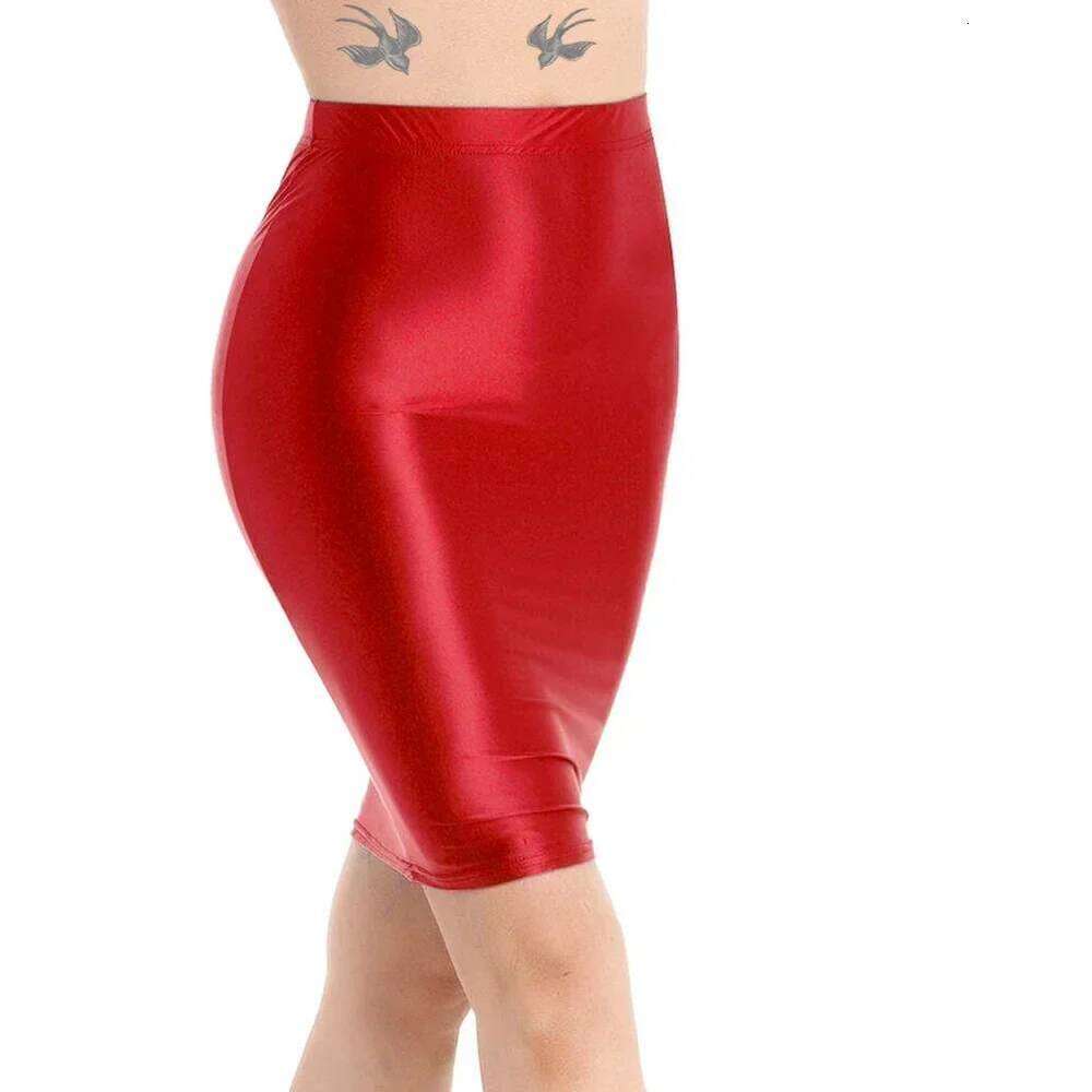 Women Glossy Shiny High Waist Pencil Mini-Skirt Stretchy Bodycon Shirts Clubwear 2023 Fashion Fit A-Line Sexy Tight Skirt XJ260131