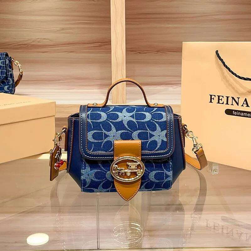 Ladies' handbag, light luxury retro denim canvas fashionable single-shoulder crossbody bag, 2025 new high-end color-matchi