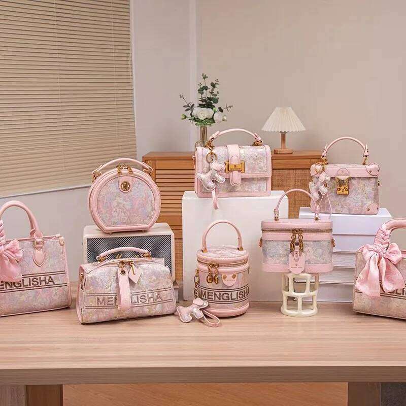 Ladies designer high-end pink embossed handbag 2024 new Chinese style box single shoulder crossbody bag