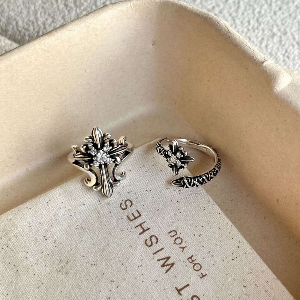 Dark Zirconia Ring Adjustable Jewelry Minimalist Hip-Hop Street Style