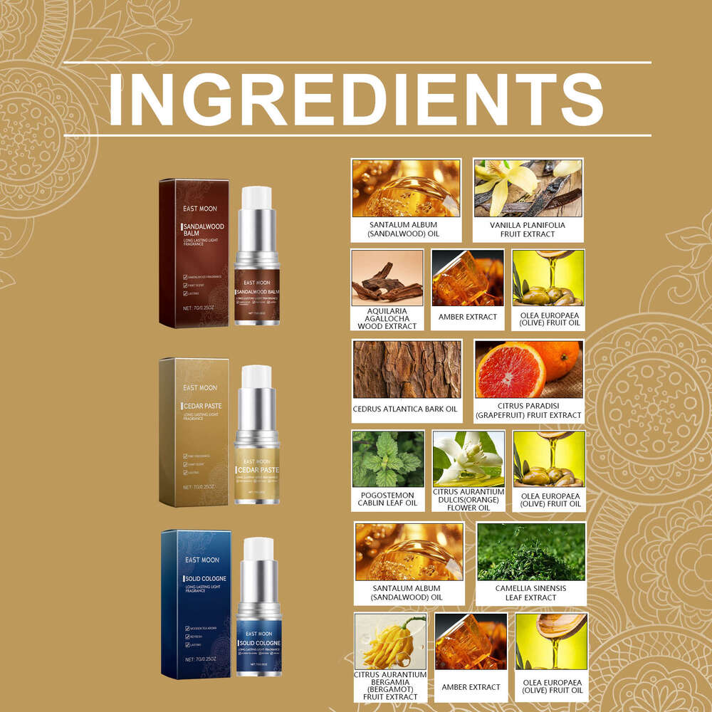 East Moon Sandalwood Refreshing Non-Sticky Long-Lasting Fragrance Men's Charm Balm Stick S260131