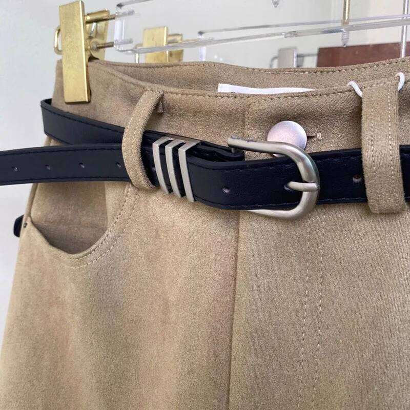 2025 New Fashion Suede Mini Women Vintage All-Match Streetwear Brown Short Skirt Autumn Winter High Waist A-Line Skirts XJ260131