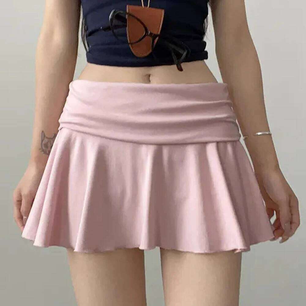 Waist-Flipping Ruched Skirts Prevent Exposure Golf Sports Women Dress Elasticity Athletic Short High Waist Skirt XJ260131
