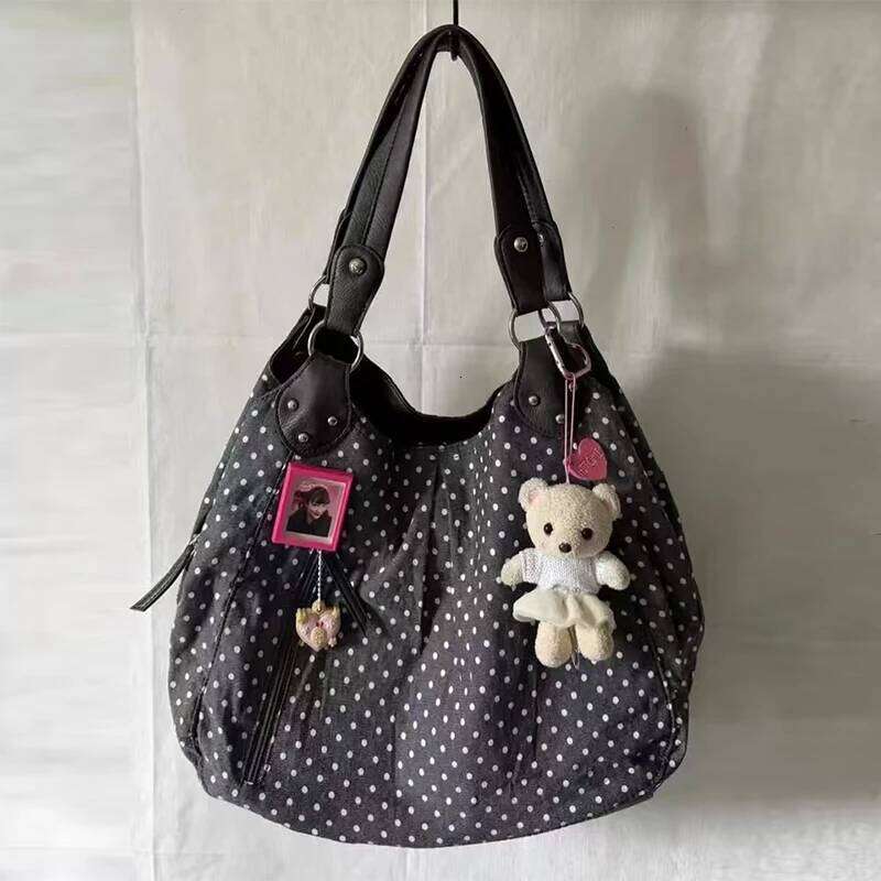 Fashionable Vintage Messenger New Polka Dot Handbag Korean-style Large-capacity Tote Versatile Comfortable Casual Bags XJ260130