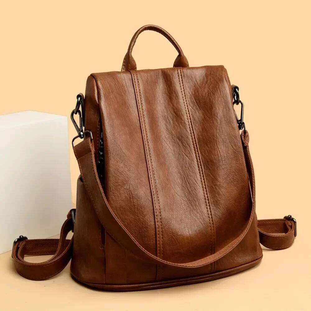 NEW Anti Theft Backpack Purses High Quality Soft Leather Female Vintage Bag School Bags Travel Bagpack Ladies Bookbag Rucksack